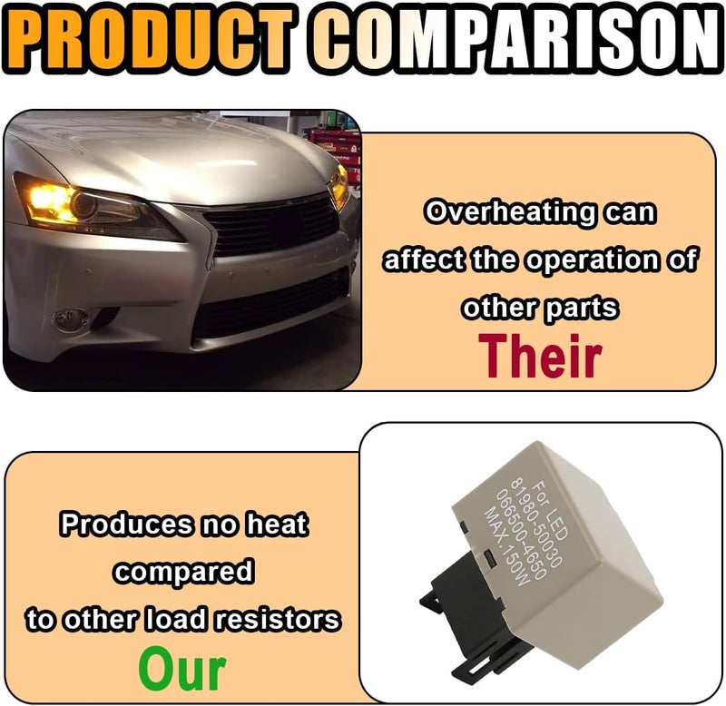 GLSOWEE Car LED Flasher Assy Relay, 8 Pin LM449 81980-50030 066500-4650, Electronic LED Turn Signal Relay Repair Super Flash, Fit for Most Car LED Turn Signal Light Bulbs - Image 4